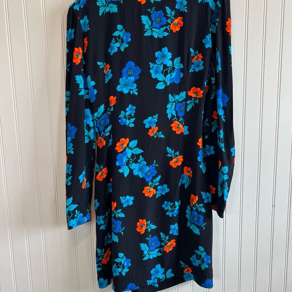 Maje Blue and Orange Floral‎ Long Sleeve Dress size 3 - Picture 9 of 12